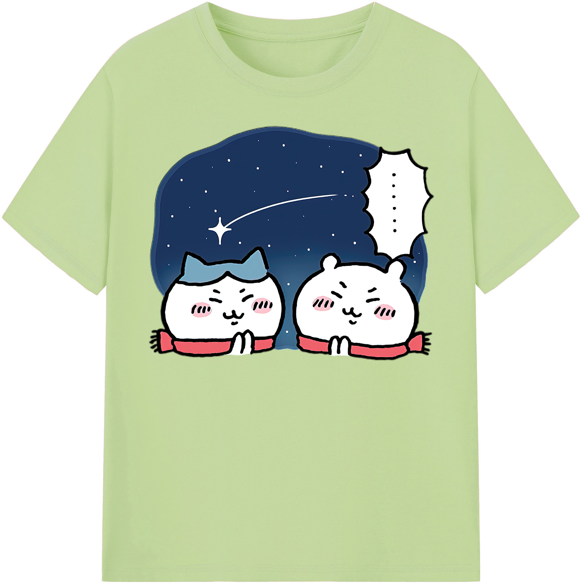 （画像用） ちいかわ ハチワレ Chii-kawa hachiware 綿100％半袖Tシャツ（フロントプリント）